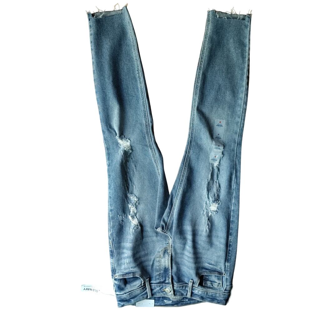 Old Navy Rockstar Super Skinny Jeans NWT Size 4 Distressed Raw Hem Medium Wash